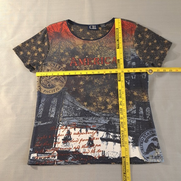 CB Casual VTG Women's Multicolor Fireworks 'AMERICA' Short Sleeve Shirt Size L - Picture 5 of 8